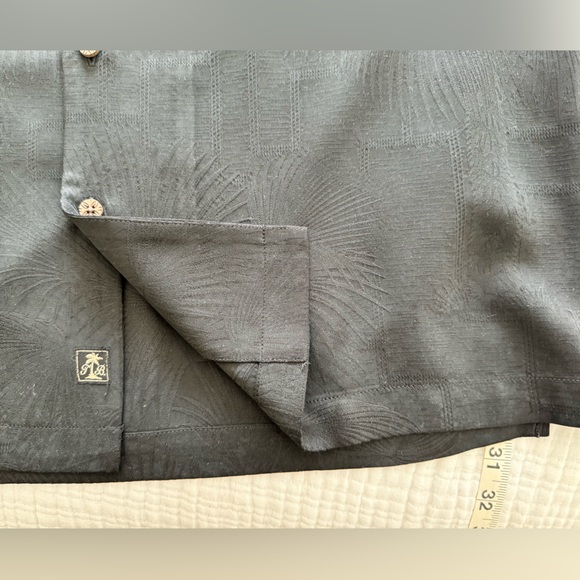 TOMMY BAHAMA BLACK EMBROIDERED SILK CAMP SHIRT, XL - Picture 4 of 5